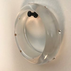 Opaque White Acrylic Bracelet w/ rhinestones